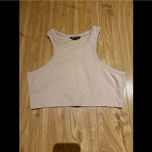 SHEIN Ribbed Crop Tank Top - Light Blush